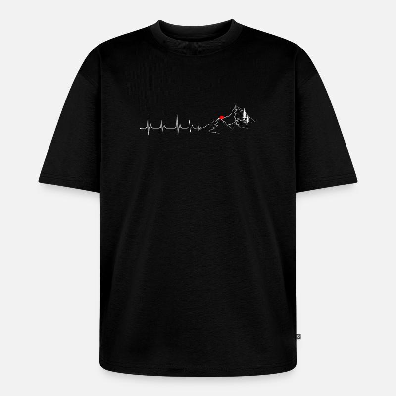 Gipfel: Pulse, Roter Gipfel - Unisex Premium Oversized Bio T-Shirt - Schwarz
