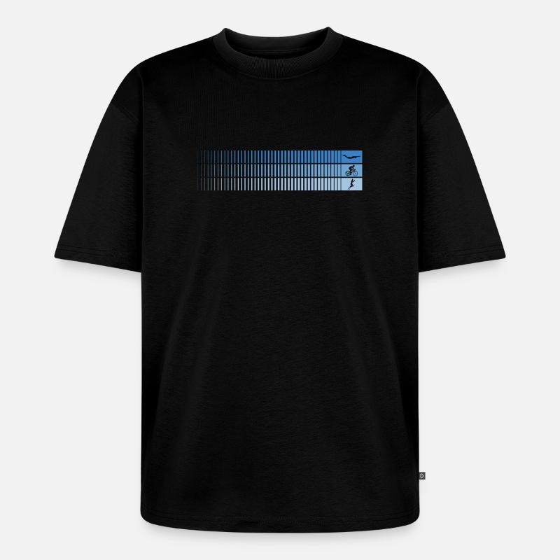 Azurblauer Farbverlauf Barcode Vogel - Unisex Premium Oversized Bio T-Shirt - Schwarz