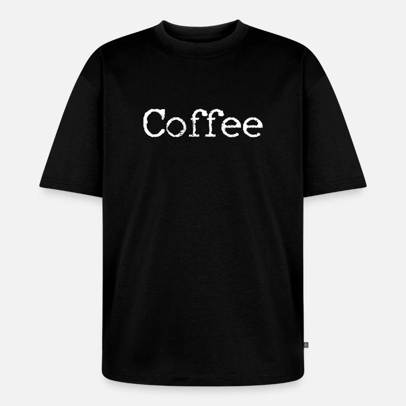 Kaffeekritzel weiß auf schwarz - Unisex Premium Oversized Bio T-Shirt - Schwarz
