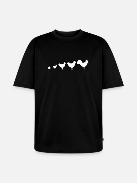 Evolution Farmer Chicken Rooster Funny - Unisex Premium Oversized Organic T-Shirt - black