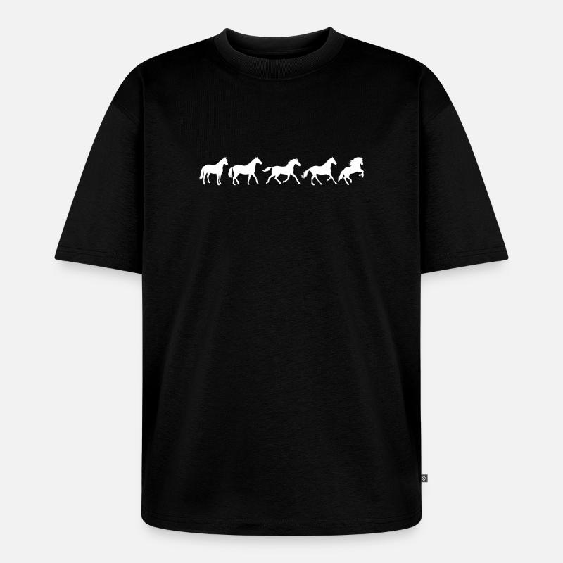 ! Evolution Horse in Motion - Unisex Premium Oversized Organic T-Shirt - black
