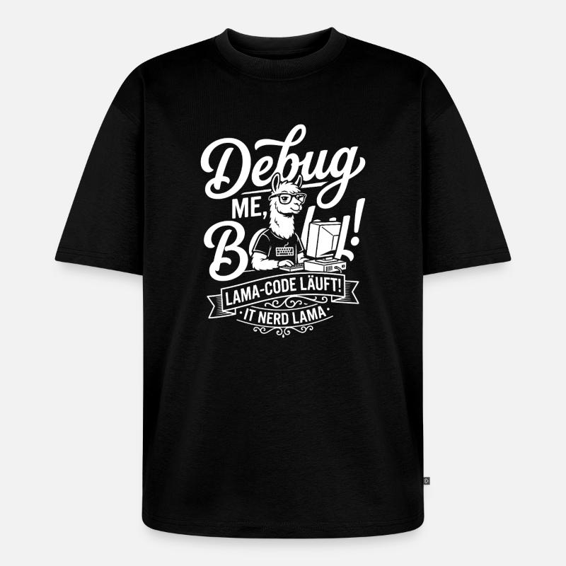 Lama Code Debug Design - Unisex Premium Oversized Bio T-Shirt - Schwarz