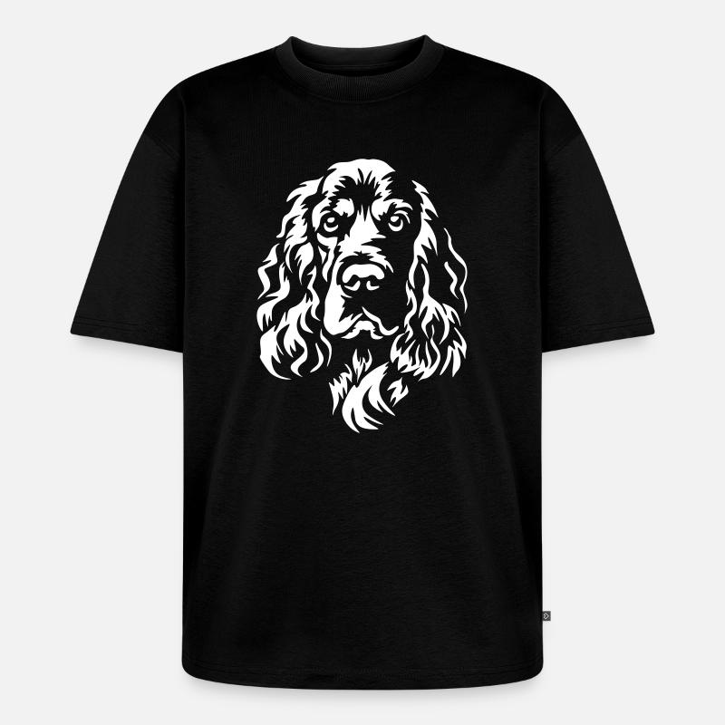 Englischer Cocker Spaniel Kopf "Black Edition" - Unisex Premium Oversized Bio T-Shirt - Schwarz