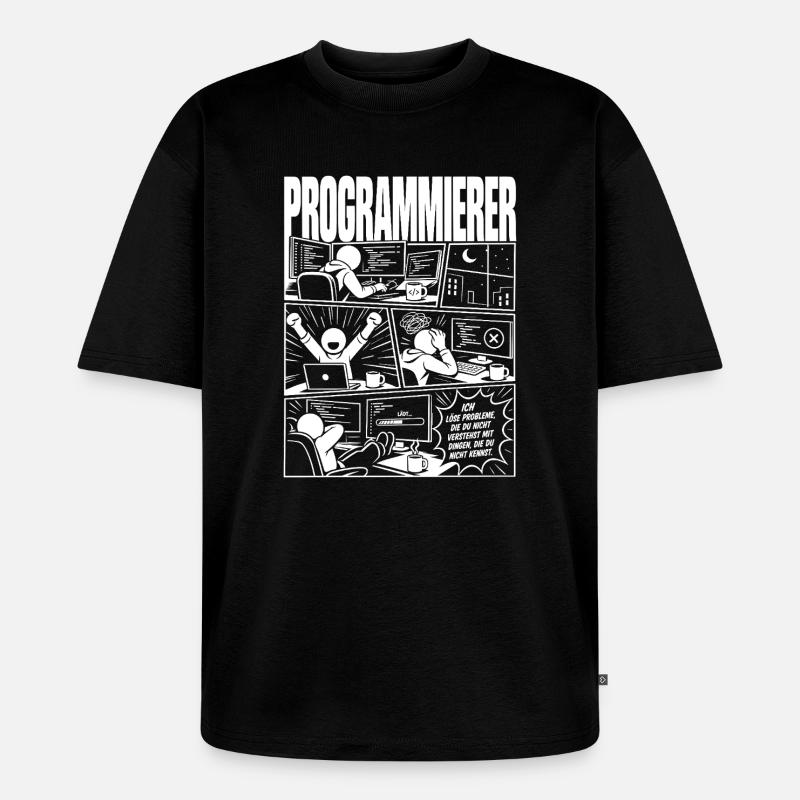 Programmierer lösen unbekannte Probleme - Unisex Premium Oversized Bio T-Shirt - Schwarz