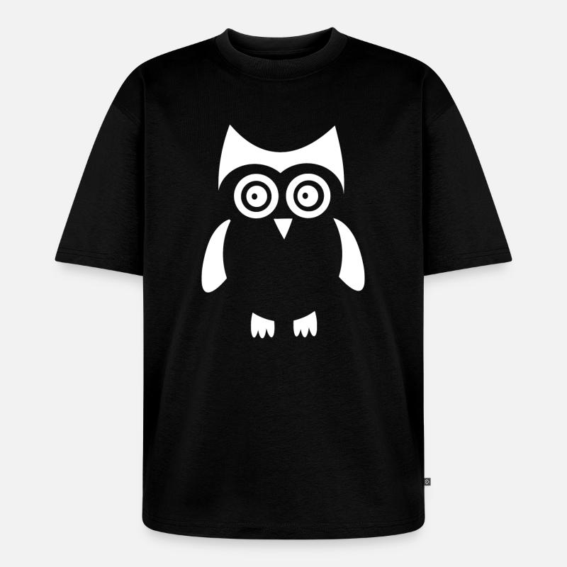 weiße Eule Vogel weiß - Unisex Premium Oversized Bio T-Shirt - Schwarz