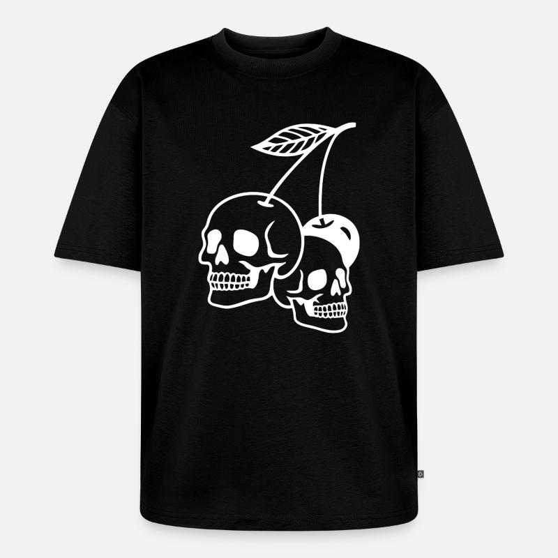 Dunkle Kirsche Schädel Illustration - Unisex Premium Oversized Bio T-Shirt - Schwarz