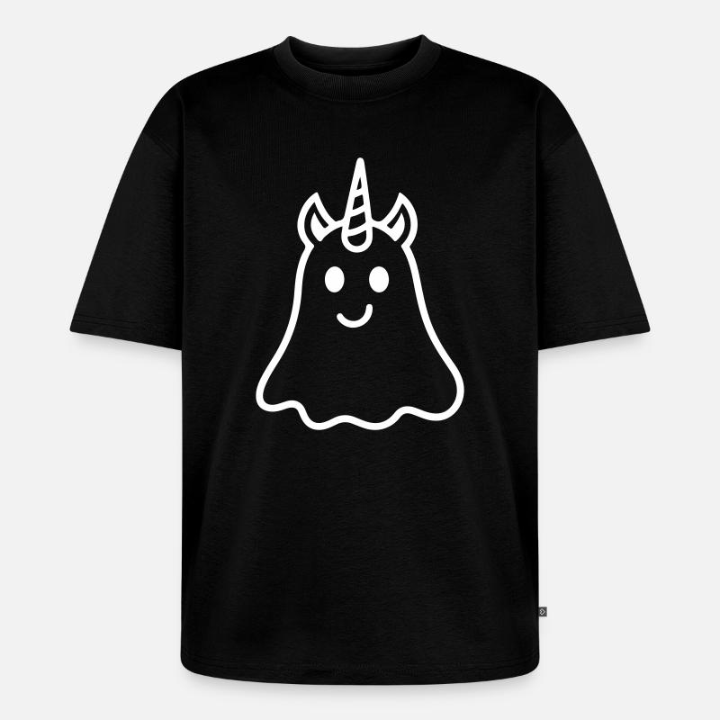 Unicorn Ghost - Unisex Premium Oversized Bio T-Shirt - Schwarz