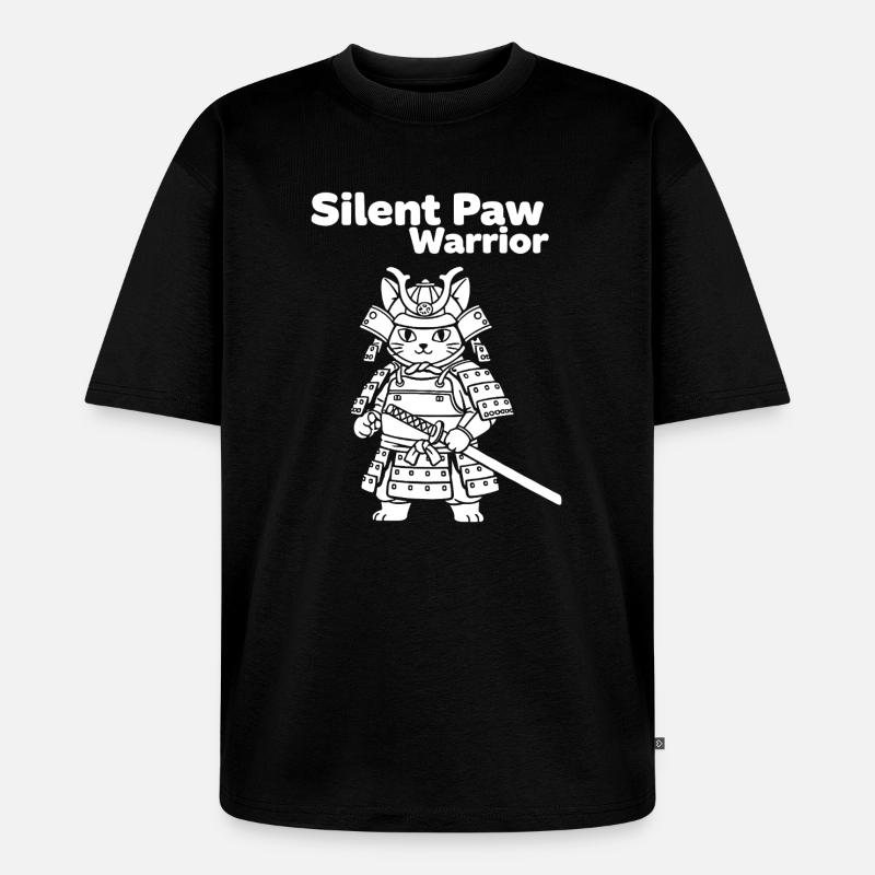 Stille Pfoten Samurai - Unisex Premium Oversized Bio T-Shirt - Schwarz