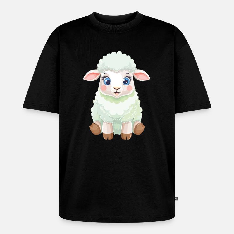Pastell Lammchen Flauschig - Unisex Premium Oversized Bio T-Shirt - Schwarz