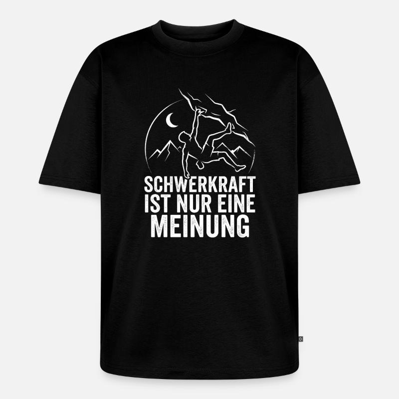 Klettern, Bouldern, Bergsteigen, Retro, Kletterer, - Unisex Premium Oversized Bio T-Shirt - Schwarz