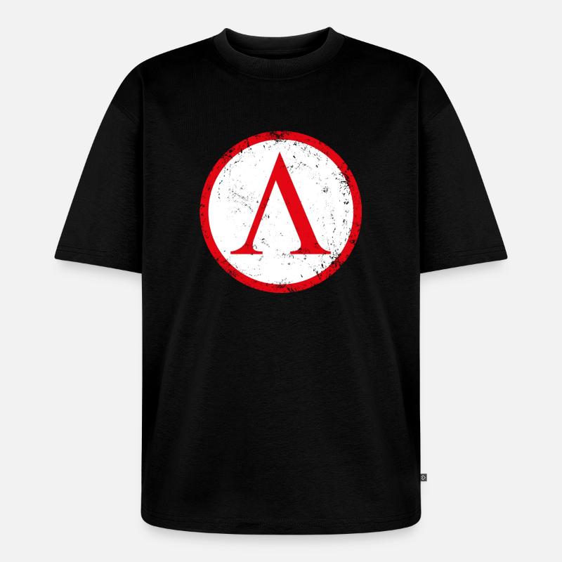 Spartan shield used - Unisex Premium Oversized Bio T-Shirt - Schwarz