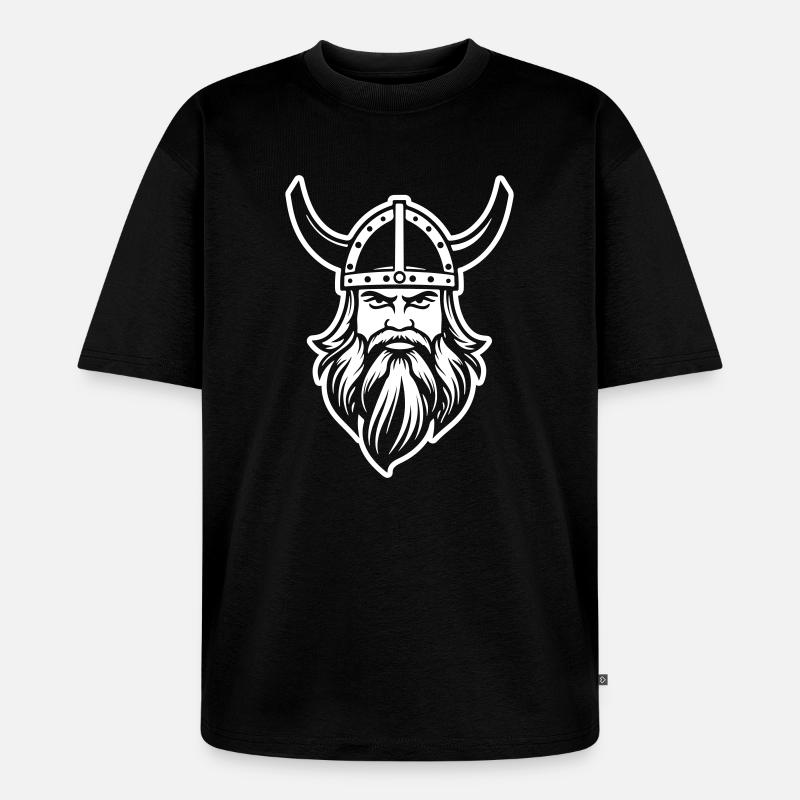 Wikinger Kopf Krieger Valhalla Odin - Unisex Premium Oversized Bio T-Shirt - Schwarz