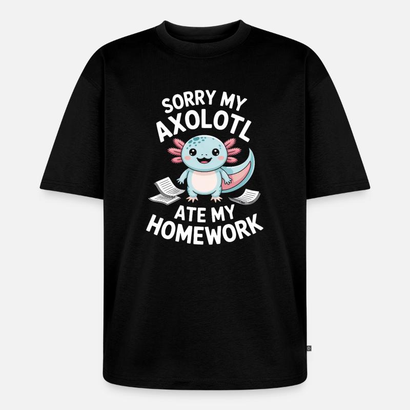Braquage de devoirs d’Axolotl - T-shirt Premium bio oversize Unisexe - noir