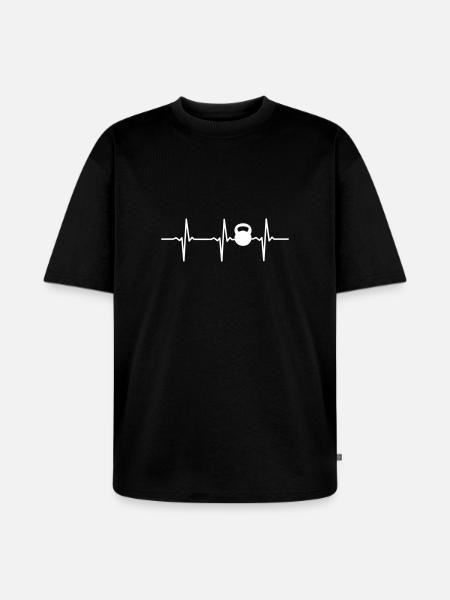 Heartbeat Kettlebell - Unisex Premium Oversized Bio T-Shirt - Schwarz