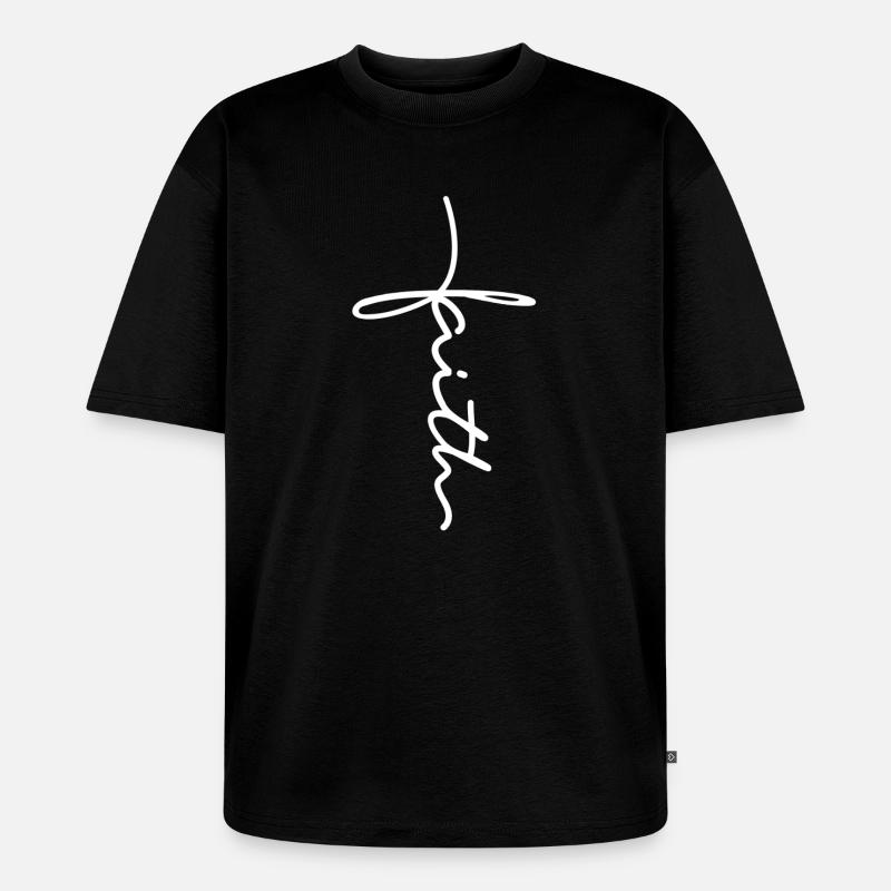 Crois-scripte de la foi - T-shirt Premium bio oversize Unisexe - noir