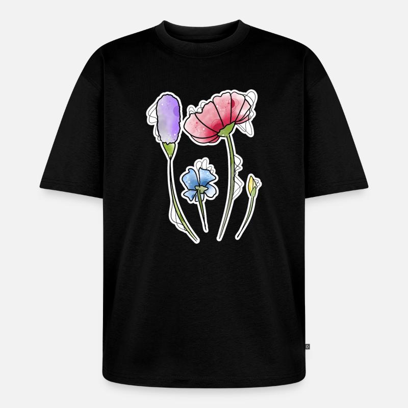 Blumen - Unisex Premium Oversized Bio T-Shirt - Schwarz