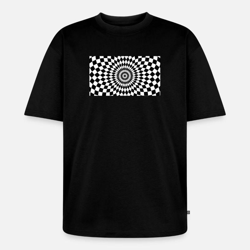 Optische Vortex-Checker-Illusion - Unisex Premium Oversized Bio T-Shirt - Schwarz