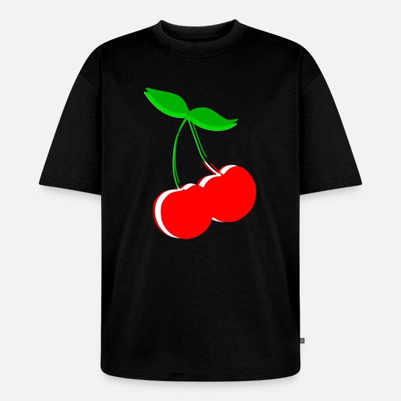 Kirsche Retro Früchte Obst Geschenk Geschenkidee - Unisex Premium Oversized Bio T-Shirt - Schwarz