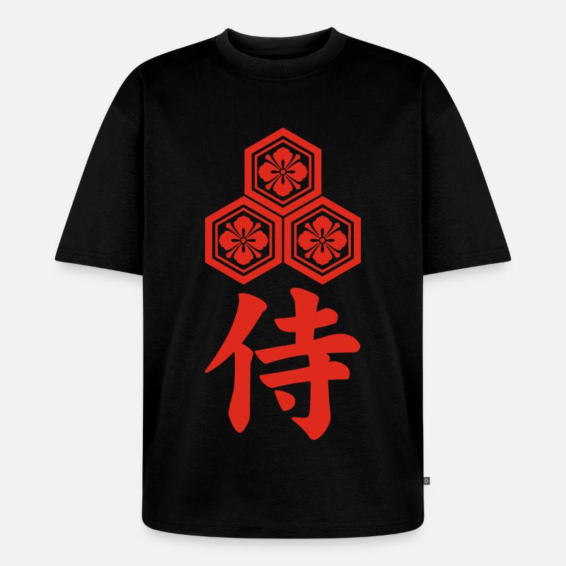 Samurai-Emblem des Asai-Clans (rot) - Unisex Premium Oversized Bio T-Shirt - Schwarz