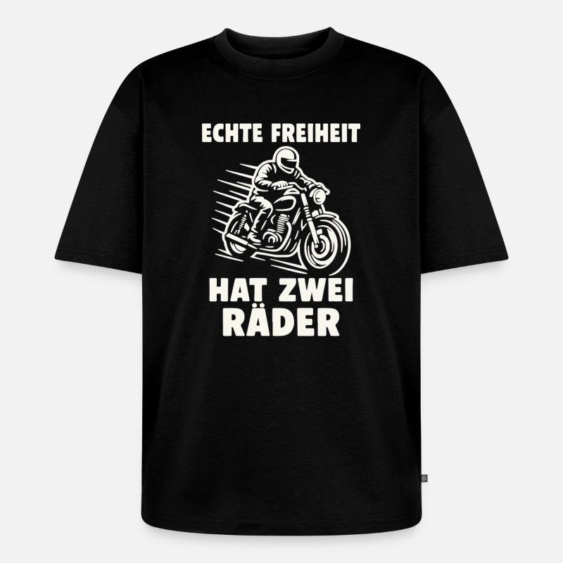 Echte Freiheit hat zwei Räder - Unisex Premium Oversized Bio T-Shirt - Schwarz