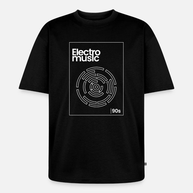 Electro Maze 90er Techno Tee - Unisex Premium Oversized Bio T-Shirt - Schwarz