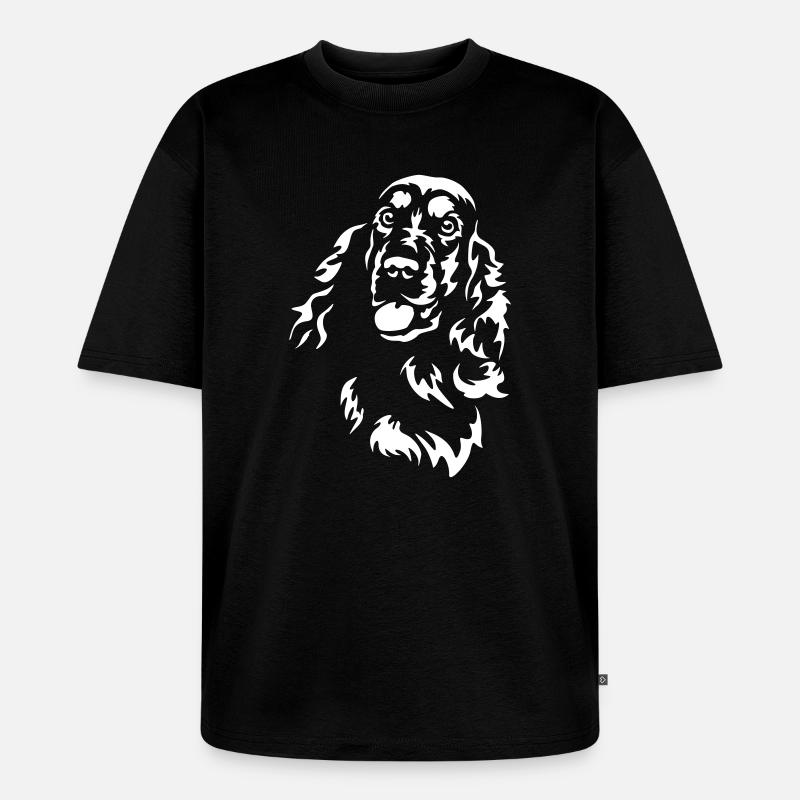 Cocker Spaniel Kopf "Black Edition" - Unisex Premium Oversized Bio T-Shirt - Schwarz