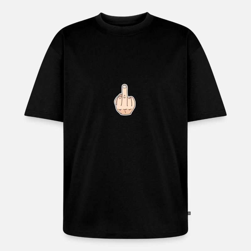 Mittelfinger - Unisex Premium Oversized Bio T-Shirt - Schwarz