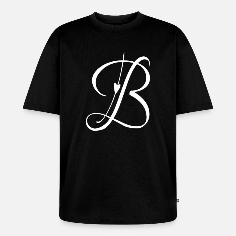 Buchstabe B Initiale Alphabet Monogramm Taschenstil - Unisex Premium Oversized Bio T-Shirt - Schwarz