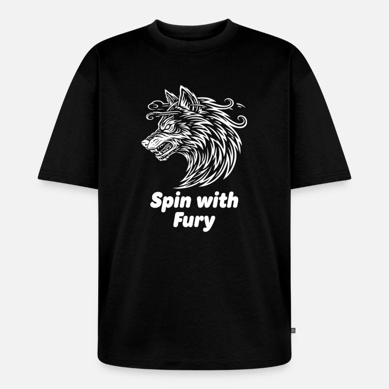 Wolfskopf Spin with Fury - Unisex Premium Oversized Bio T-Shirt - Schwarz