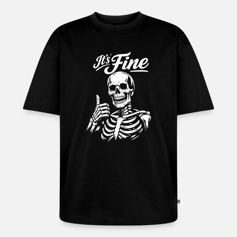 Sein feines Skelett Daumen hoch - Unisex Premium Oversized Bio T-Shirt - Schwarz