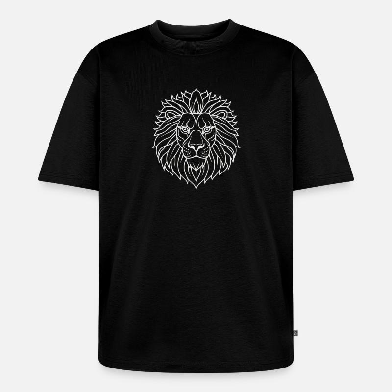 Psychedelischer Löwe Mandala - Unisex Premium Oversized Bio T-Shirt - Schwarz