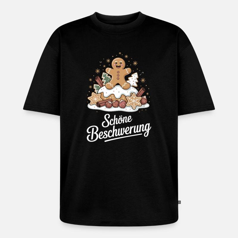 Essen ohne Limit Schöne Bescherung Plätzchen - Unisex Premium Oversized Bio T-Shirt - Schwarz
