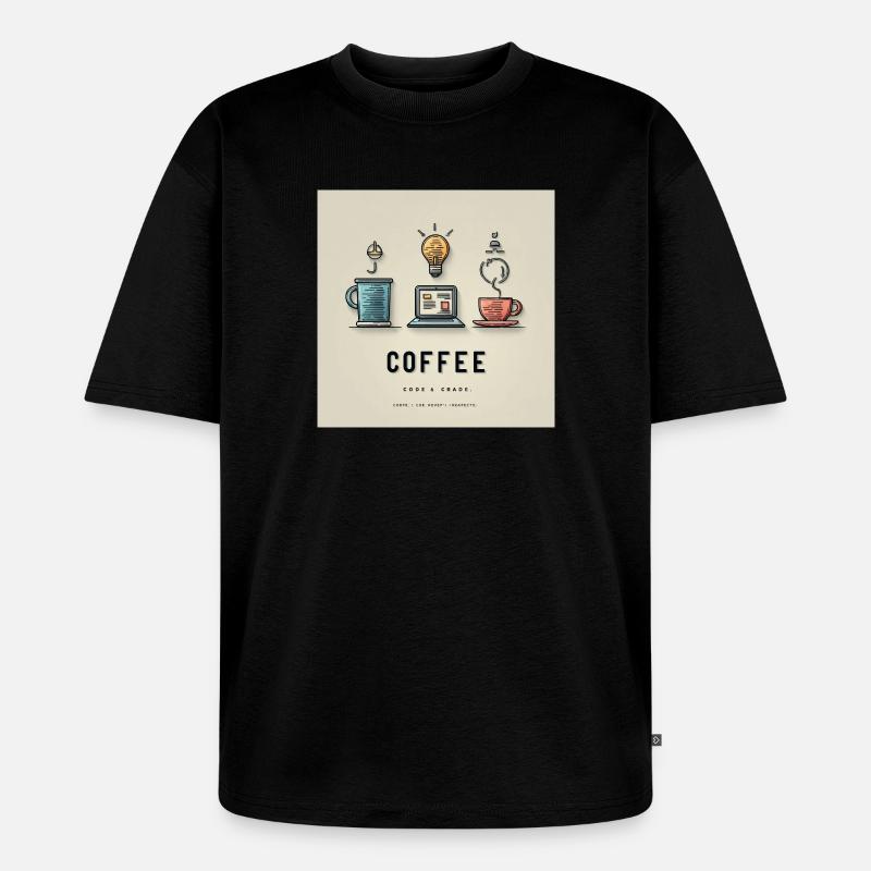 Conception du code du café - T-shirt Premium bio oversize Unisexe - noir