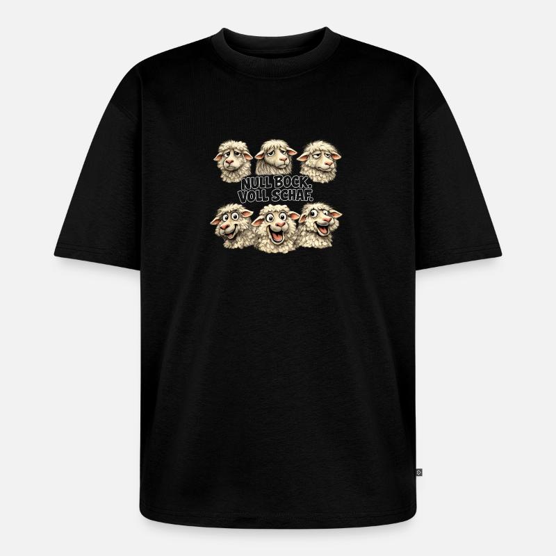 Schaf-Quintett: Null Bock Voll Schaf - Unisex Premium Oversized Bio T-Shirt - Schwarz