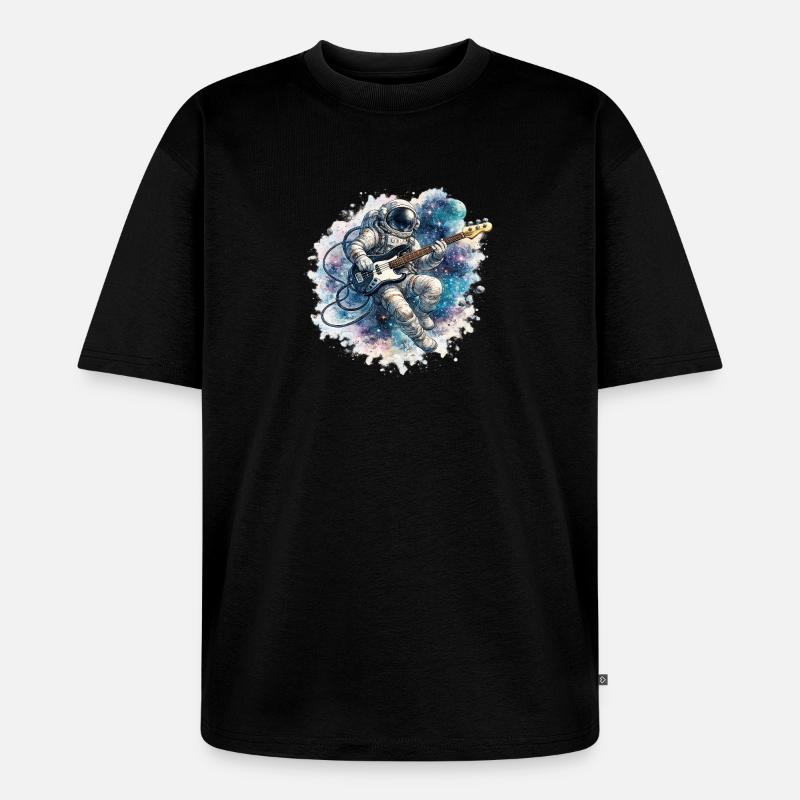 Astronaute spatial avec basse - T-shirt Premium bio oversize Unisexe - noir