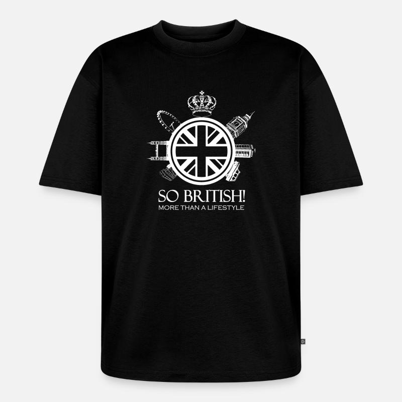 SO BRITISH White version - T-shirt Premium bio oversize Unisexe - noir