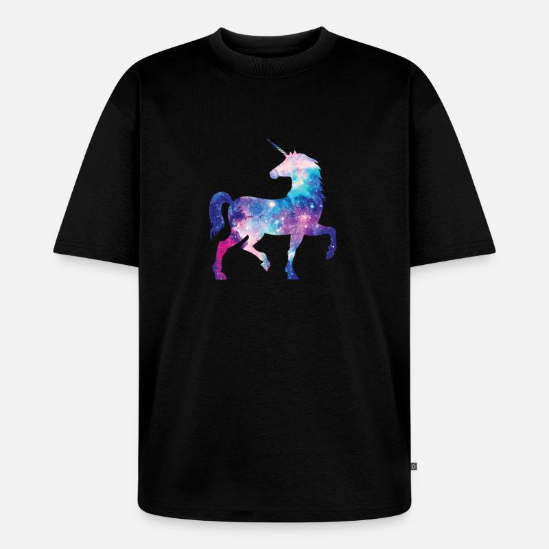 Galaxy Einhorn - Unisex Premium Oversized Bio T-Shirt - Schwarz