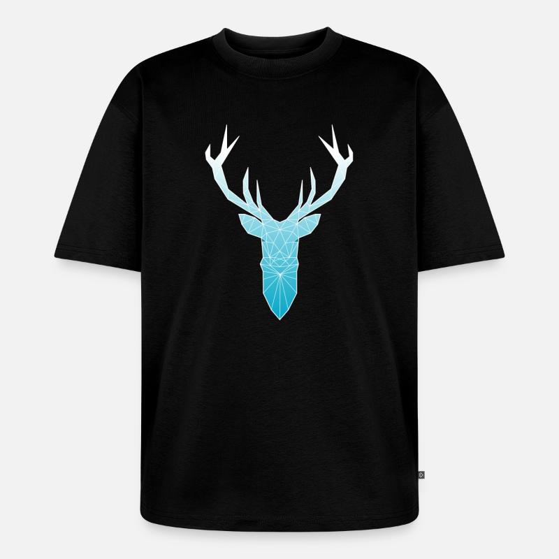 Hirschkopf im Triangel-Design (hellblau) - Unisex Premium Oversized Bio T-Shirt - Schwarz