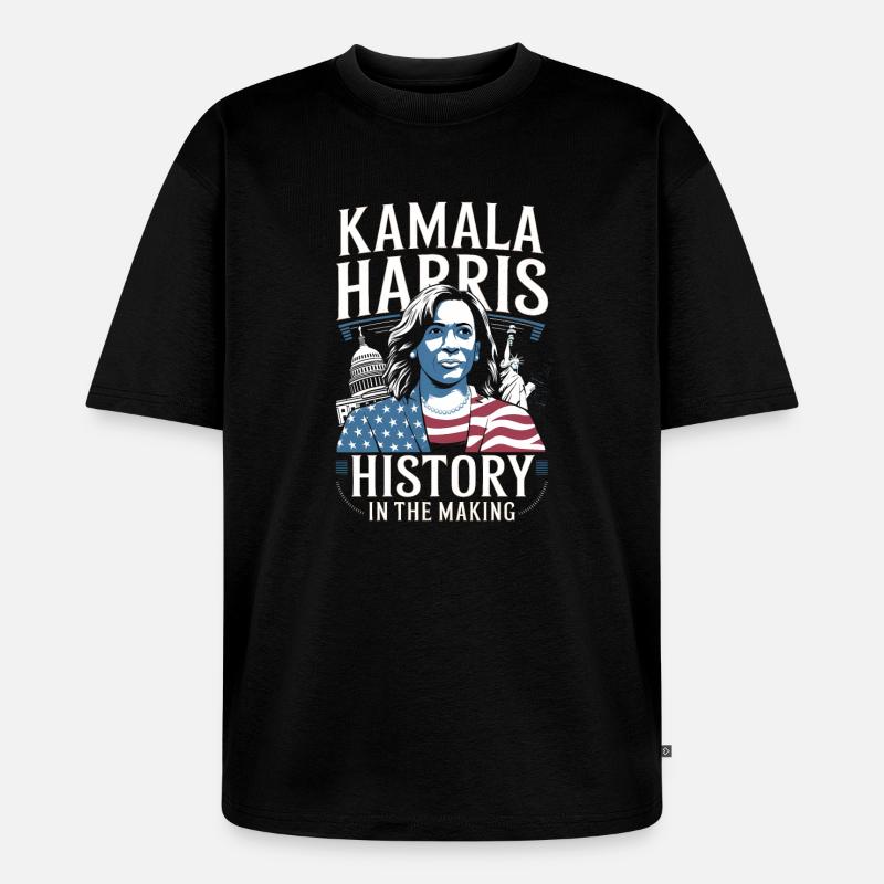 Kamala Harris wird Geschichte schreiben - Unisex Premium Oversized Bio T-Shirt - Schwarz