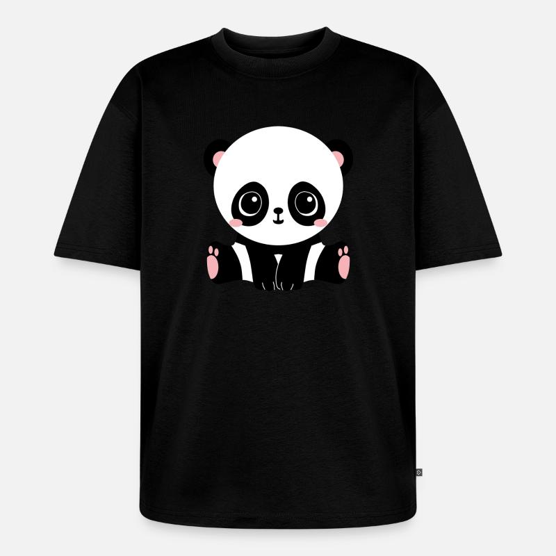 Panda - Unisex Premium Oversized Bio T-Shirt - Schwarz