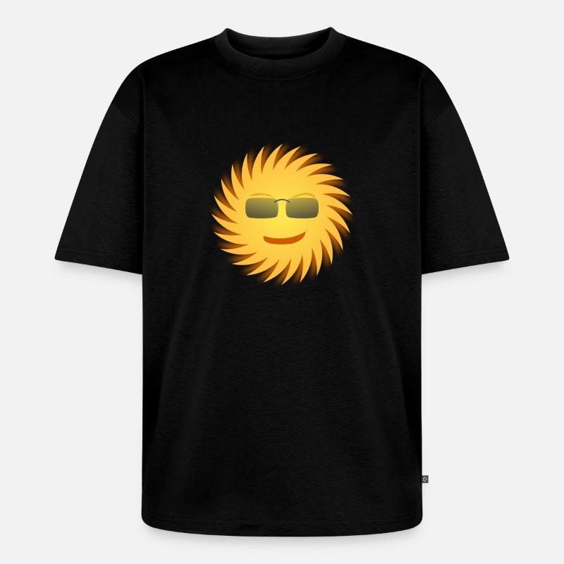 Sonne mit Sonnenbrille. Geschenkidee - Unisex Premium Oversized Bio T-Shirt - Schwarz