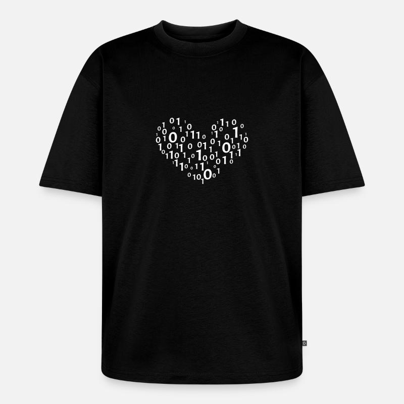 Heart binary coding - Unisex Premium Oversized Organic T-Shirt - black