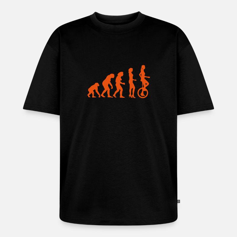 evolution_einradfahrerin_1c - Unisex Premium Oversized Bio T-Shirt - Schwarz