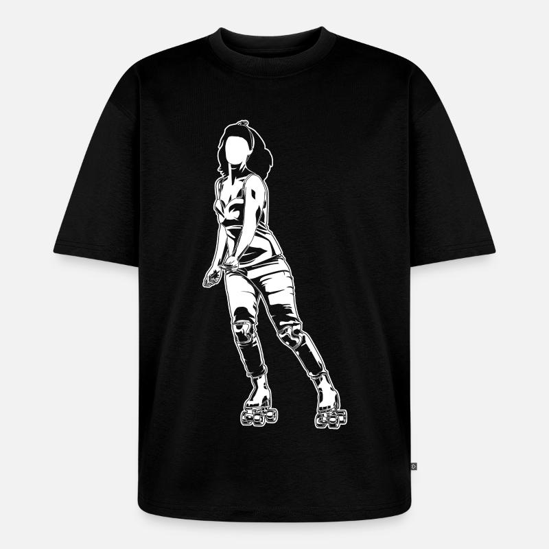 Roller Skater Mädchen - Unisex Premium Oversized Bio T-Shirt - Schwarz