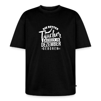 Tauchen - Taucher - Taucher Geburtstagsshirt - Unisex Premium Oversized Bio T-Shirt - Schwarz - Vorne - Thijin (182cm) & Selfina (174cm)