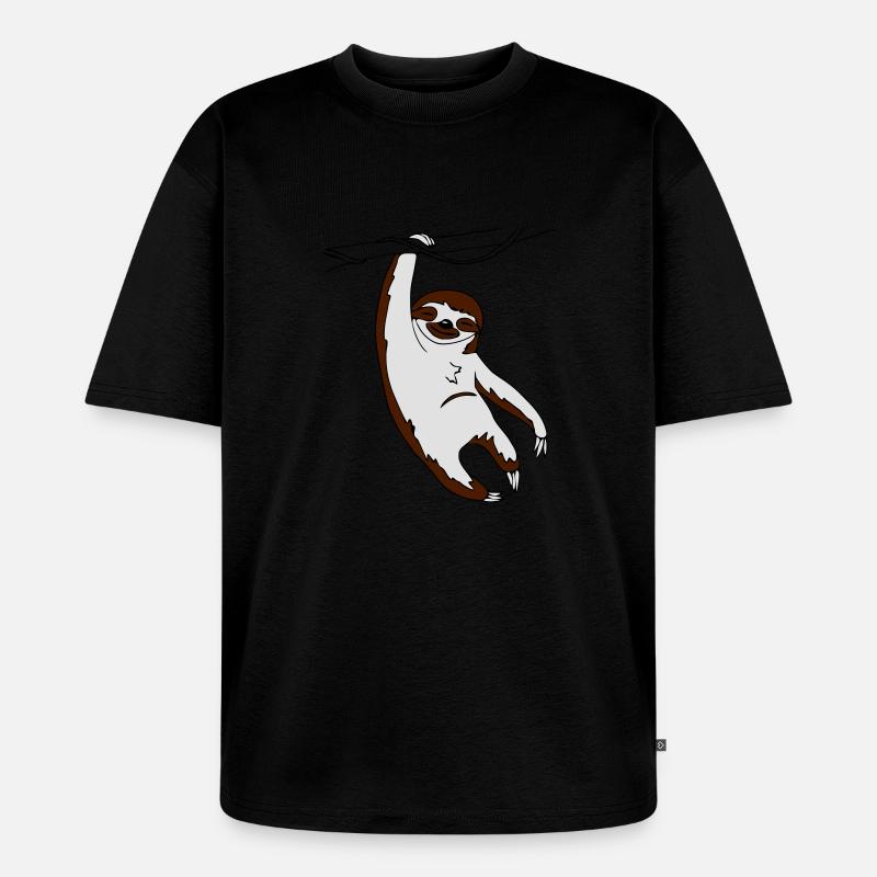 Faultier hängend am Baum - Unisex Premium Oversized Bio T-Shirt - Schwarz