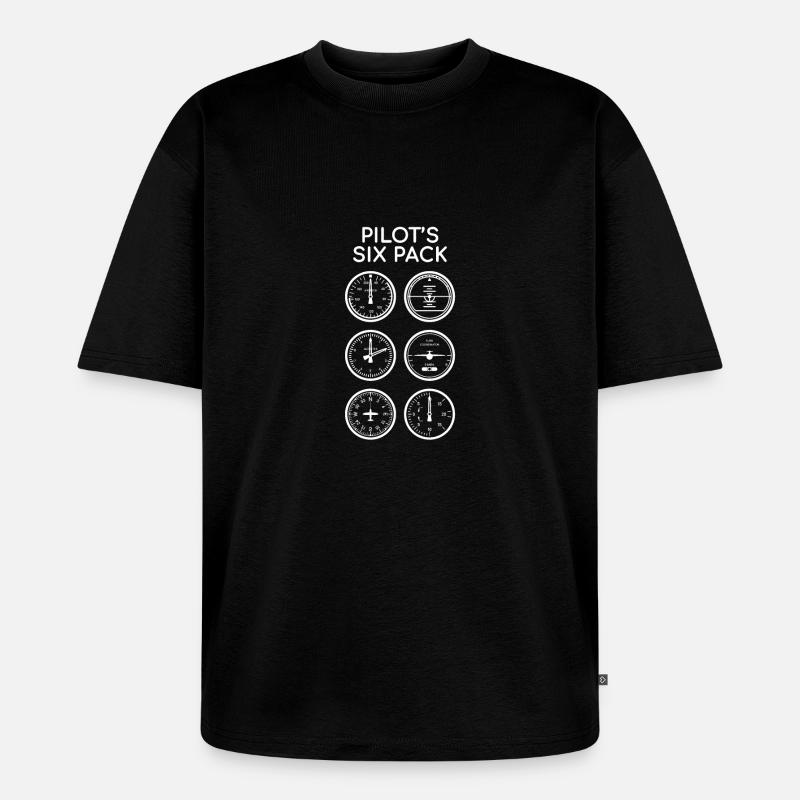 Luftfahrt - Pilot's Six Pack - Geschenk - Unisex Premium Oversized Bio T-Shirt - Schwarz