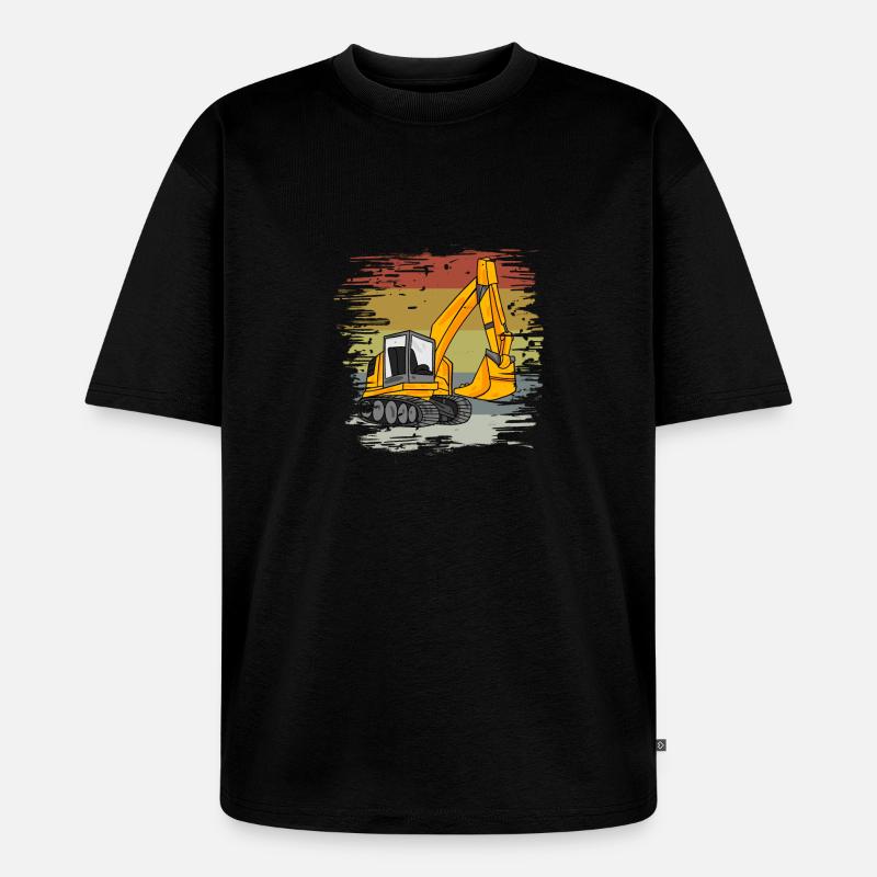 Bagger Baustelle Retro - Unisex Premium Oversized Bio T-Shirt - Schwarz