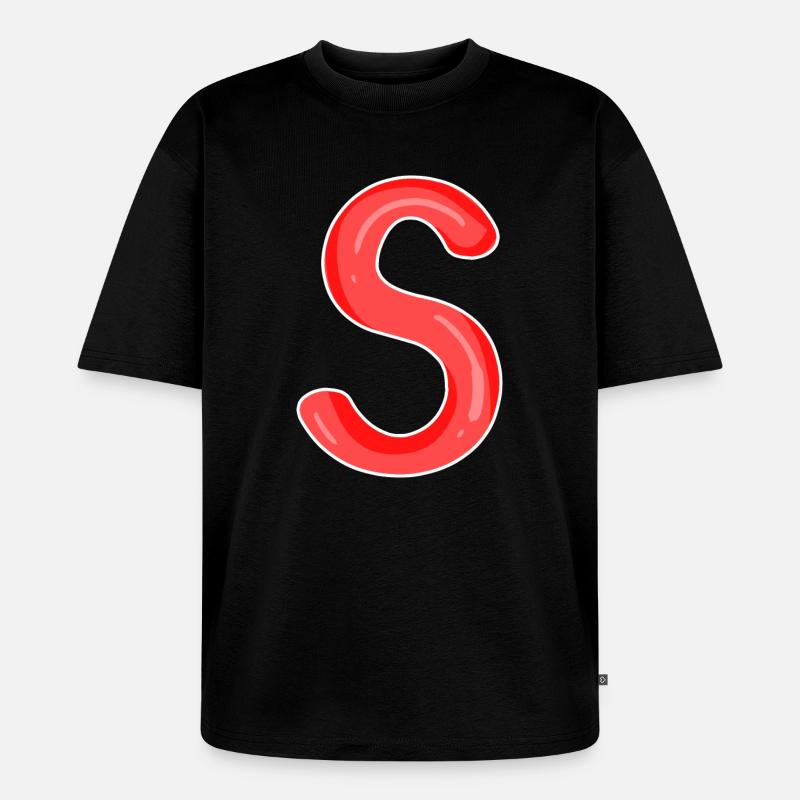 Buchstabe S Anfangsbuchstabe - Unisex Premium Oversized Bio T-Shirt - Schwarz