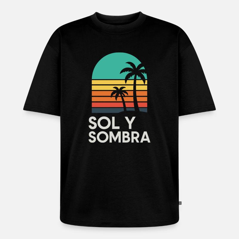Boden und Schatten Sunset Palm - Unisex Premium Oversized Bio T-Shirt - Schwarz
